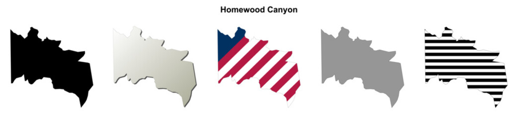Fototapeta premium Homewood Canyon (California) blank outline map