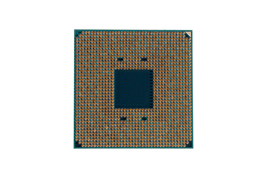 High resolution CPU underside with gold contact pin grid