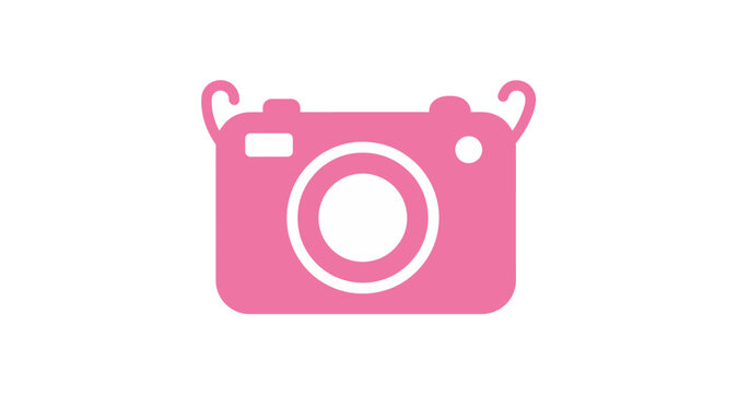 Pink camera silhouette on transparent background