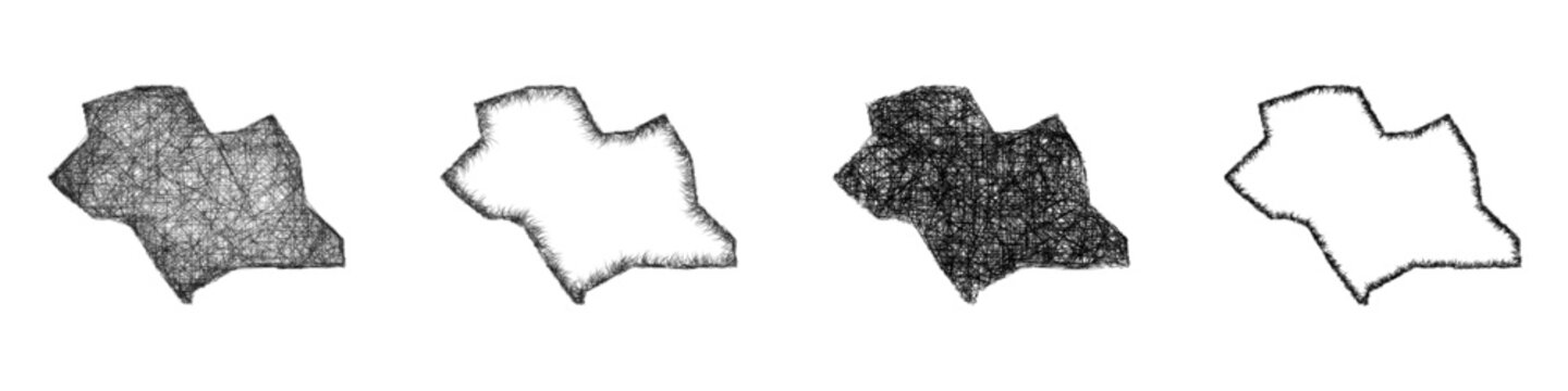 Black and white sketch Luton (England) outline map design set