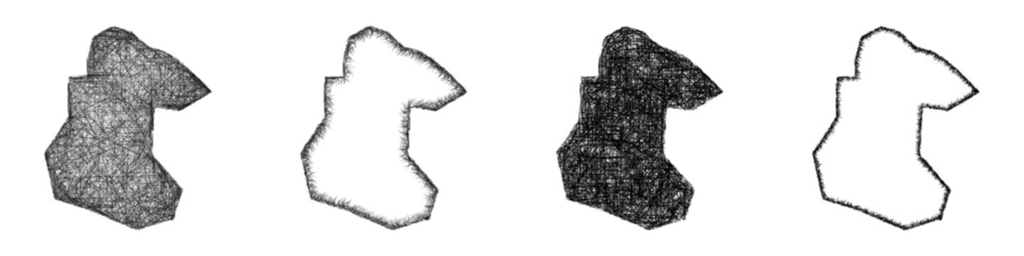 Monochrome sketch Middlesbrough (England) outline map design set