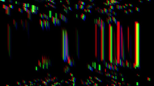 Colorful pixels animation with distortions and glitch effects