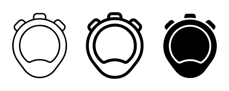 Stopwatch Icons, Time Measurement Symbols, Classic Sport Timer Graphics