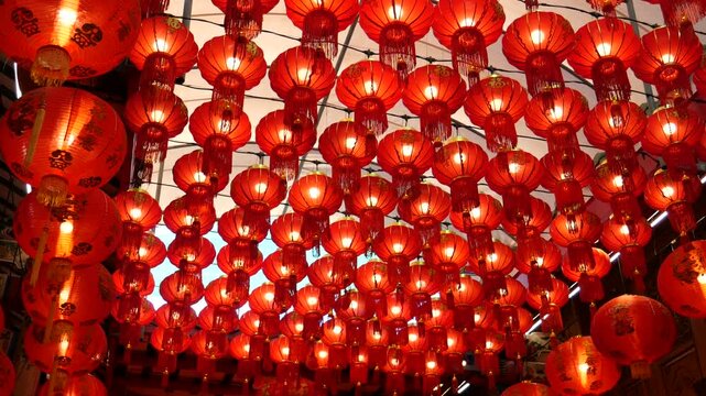 Decoration of Red lanterns during Lunar New Year