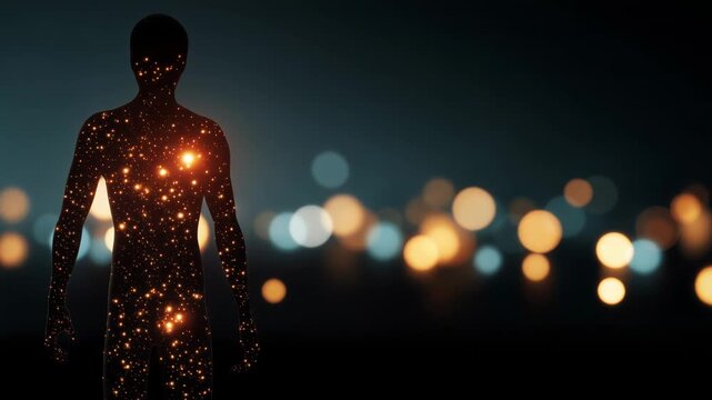 Representation of fibromyalgia through a figure showing pain and fatigue. High quality 4k footage