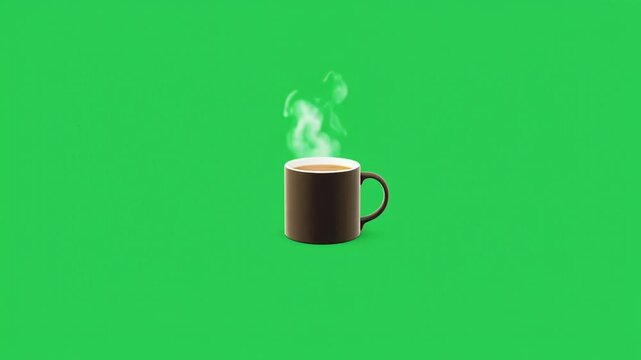 Steaming Coffee Mug Isolated on Green Screen