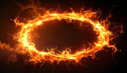 Fototapeta premium Fiery Ring Of Sparks In Dark Setting With Orange Glow And Dynamic Energy