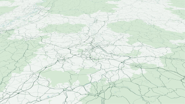 Modern minimalist vector map of Stuttgart, Baden-Wurttemberg, Germany. High-quality scalable illustration of Stuttgart city grid, Neckar River axis, Schlossgarten for posters and design.