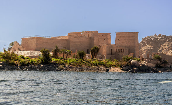 Ruins of the The Philae temple an island in the Nile, Aswan Egypt