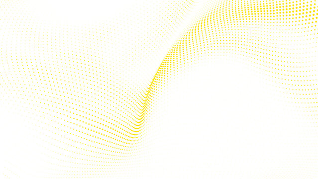 Yellow Abstract Dot Mesh Background, Futuristic Geometric Particle Wave Pattern, Dynamic Minimal Halftone Texture, Modern Vector Design
