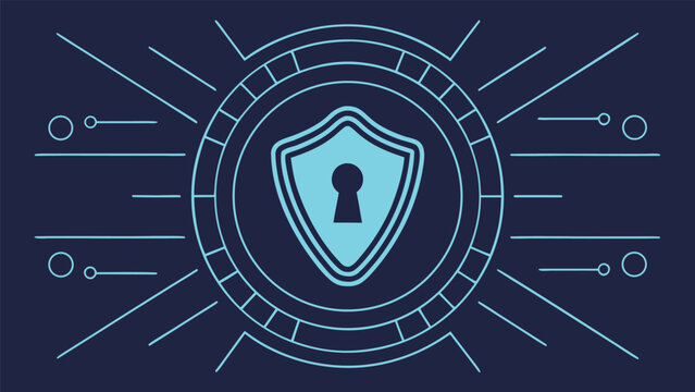 Blue glowing cyber security shield with binary code and circuit patterns shield binary code
