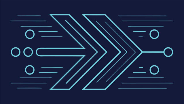 Blue and white futuristic abstract arrows flowing through interconnected nodes