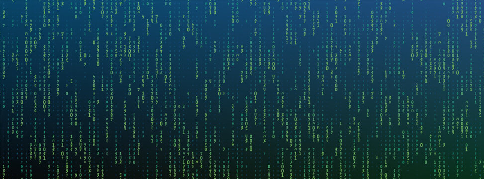 Matrix Number Rain, Binary Digital Rain, Code Digital Rain. Premium Digital Rain Background With Matrix Numbers And Binary Code.