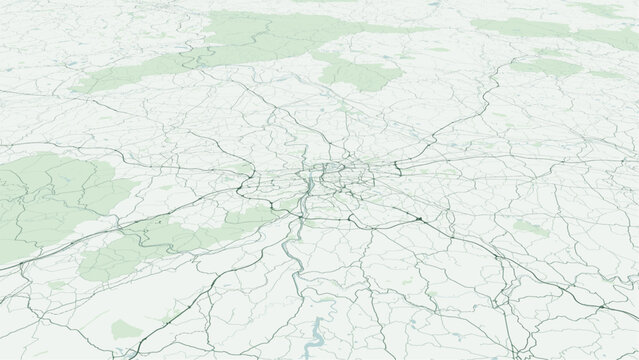 Modern minimalist vector map of Prague (Praha), Czech Republic. High-quality scalable illustration of Prague city grid, Vltava River S-bends for posters and design.