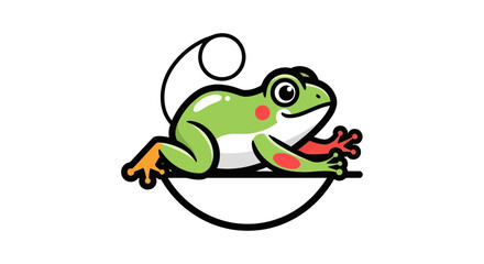 Fototapeta premium Cartoon frog illustration on white background