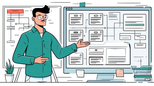 Software Developer Presenting Workflow and User Interface Design