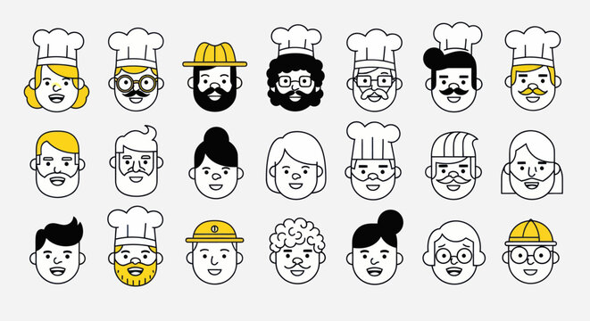 Diverse headshot portraits in vector style