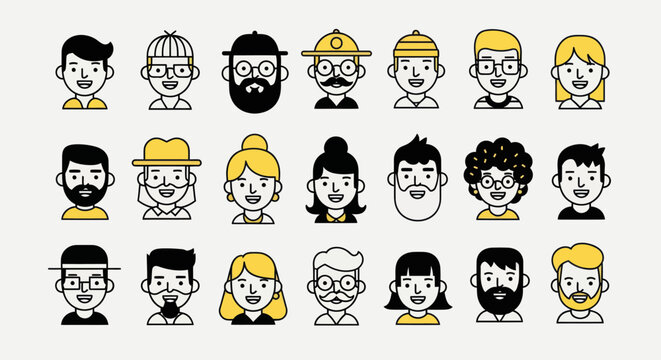 Diverse illustrated avatar portraits collection