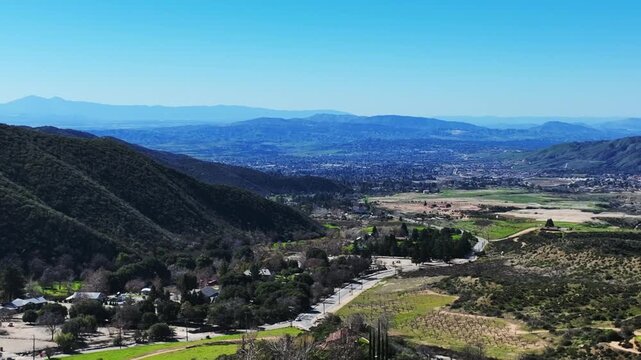 The Yucaipa Ridge Fault zone on the san andreas fault near the Yucaipa North Bench and Lower Oak Glen from a UAV Aerial Drone to view geographic Seismic Feature