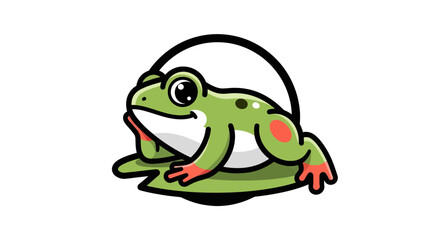 Fototapeta premium Cartoon frog illustration on lily pad