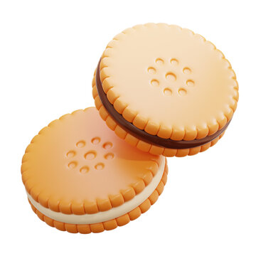 biscuits 3d icon illustration