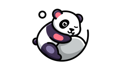 Cartoon panda resting on soft white pillow © Corvus