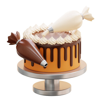 decorating cake 3d icon illustration