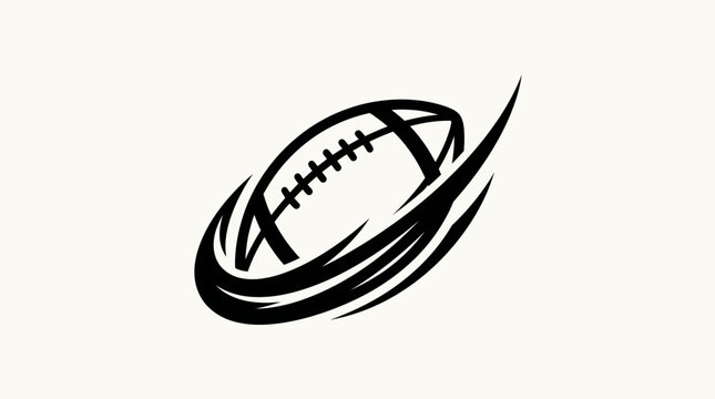 A dynamic black and white illustration of a football with motion lines, symbolizing speed and action in sports.
