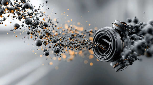 Abstract technology composition with particles and motion effects.