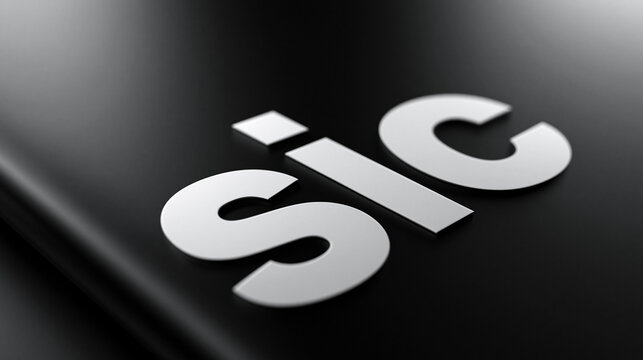 Close-up of a sleek, modern logo on a dark surface.