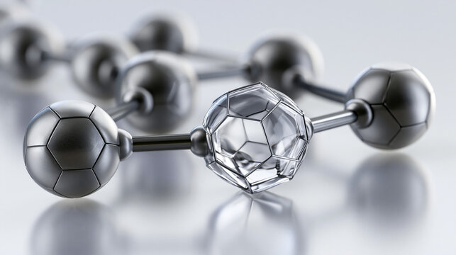Close-up of molecular structure showcasing carbon atoms.