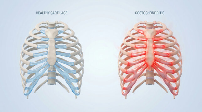 Costochondritis Rib Cage Inflammation Medical Illustration of Chest Pain