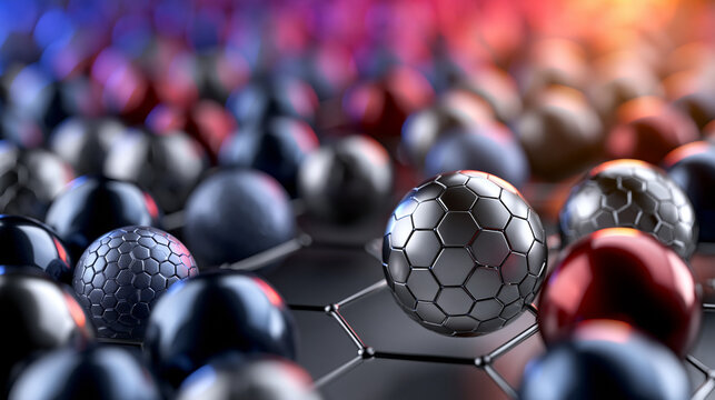 Close-up view of molecular structures in vibrant colors.