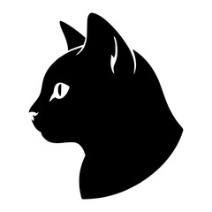 Black Cat Face in Profile © KayBeeSVGs