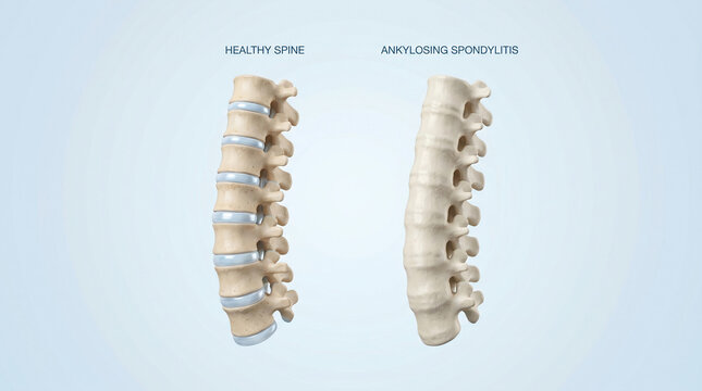 Ankylosing Spondylitis Chronic Inflammation Spine Disease Medical Illustration