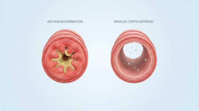 Asthma Attack Airway Inflammation Inhaled Corticosteroid Medical Cross Section