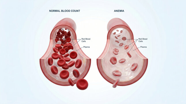 Anemia Red Blood Cells Deficiency Plasma Hematology Medical Illustration