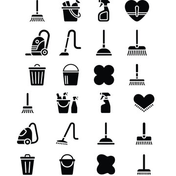 Cleaning Hygiene Household Tool Icon Set for Home Service App Sanitation Platform Facility Management Website Domestic Service Branding