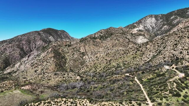 The Yucaipa Ridge Fault zone on the san andreas fault near the Yucaipa North Bench and Lower Oak Glen from a UAV Aerial Drone to view geographic Seismic Feature