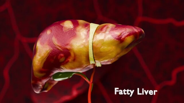 Chronic liver disease stages from healthy liver to fatty liver fibrosis cirrhosis and hepatocellular carcinoma illustrating progressive damage and functional decline in human liver system. 3D renderin