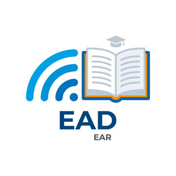 EAD EAR logo with open book and wifi symbol representing distance learning and education
