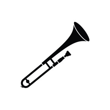 Black Trumpet Musical Instrument Closeup.