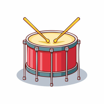 Cartoon Red Drum with Drumsticks