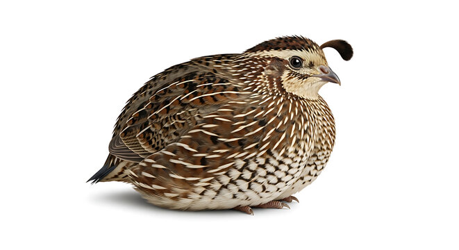 Cute spotted quail bird standing still