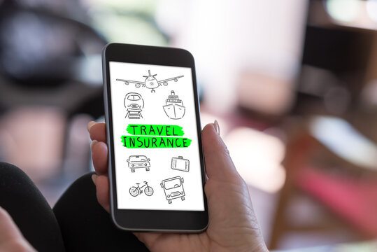 Travel insurance concept on a smartphone