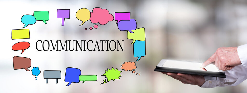 Communication concept with man using a tablet