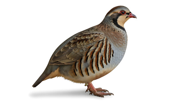 Brown and white speckled bird standing on ground