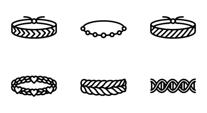 Set of six bracelet icons