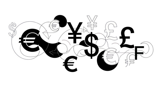 Global Currency Symbols Abstract Design - Finance and Exchange