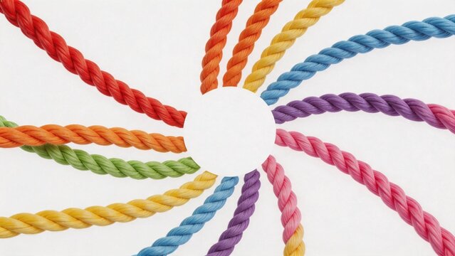Colorful braided ropes arranged in a circle